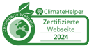 Siegel für Zertifizierte Webseite mit Jahreszahl von ClimateHelper